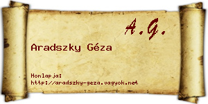 Aradszky Géza névjegykártya