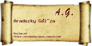 Aradszky Géza névjegykártya